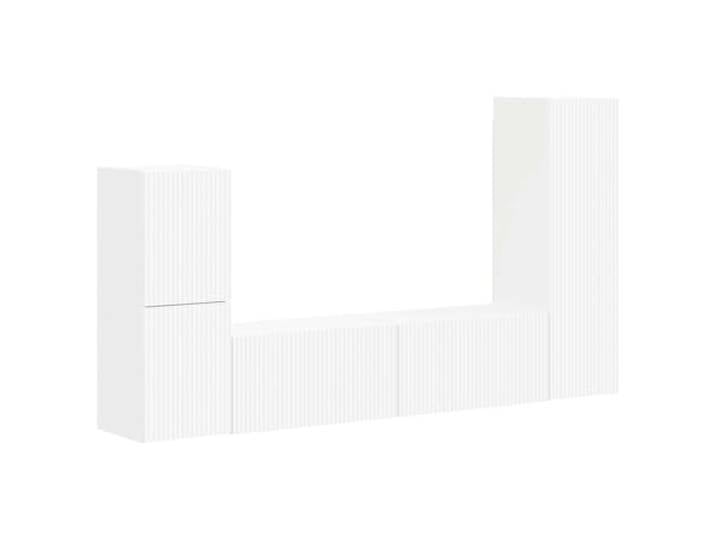 GKHPYURE TV-Möbel-Set, Wandmontage, 4 Stück, weiß, Holz, mehrschichtig 4 Türen, 2 Regale, TV-Wandschrank, Wohnzimmer-Set, 30 x 31 x 100 cm