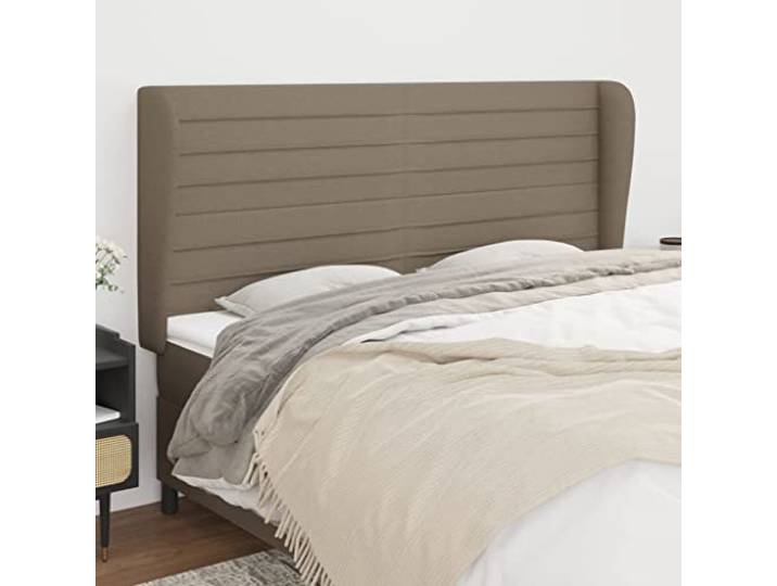 KTHLBRH Kopfteil aus klassischem Stoff, Taupe, verstellbar, für Betten mit den Maßen 163 x 23 x 118/128 cm, elegantes Design und strapazierfähiges Material aus 100 % Polyester mit Beinen aus Holz