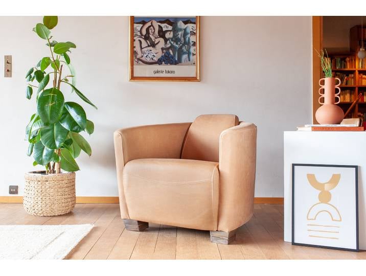 Fauteuil en cuir camel Red Baron