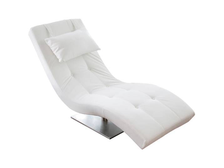 Liege Antur Weiss, Chrom Kunstleder, Metall B 60 T 170 H 82 cm - Liege
