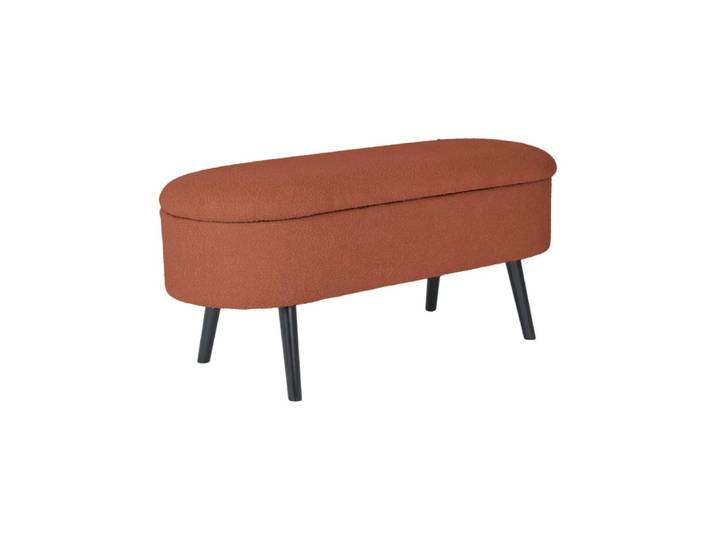 Banc coffre, bout de lit bouclette texturée, rouille