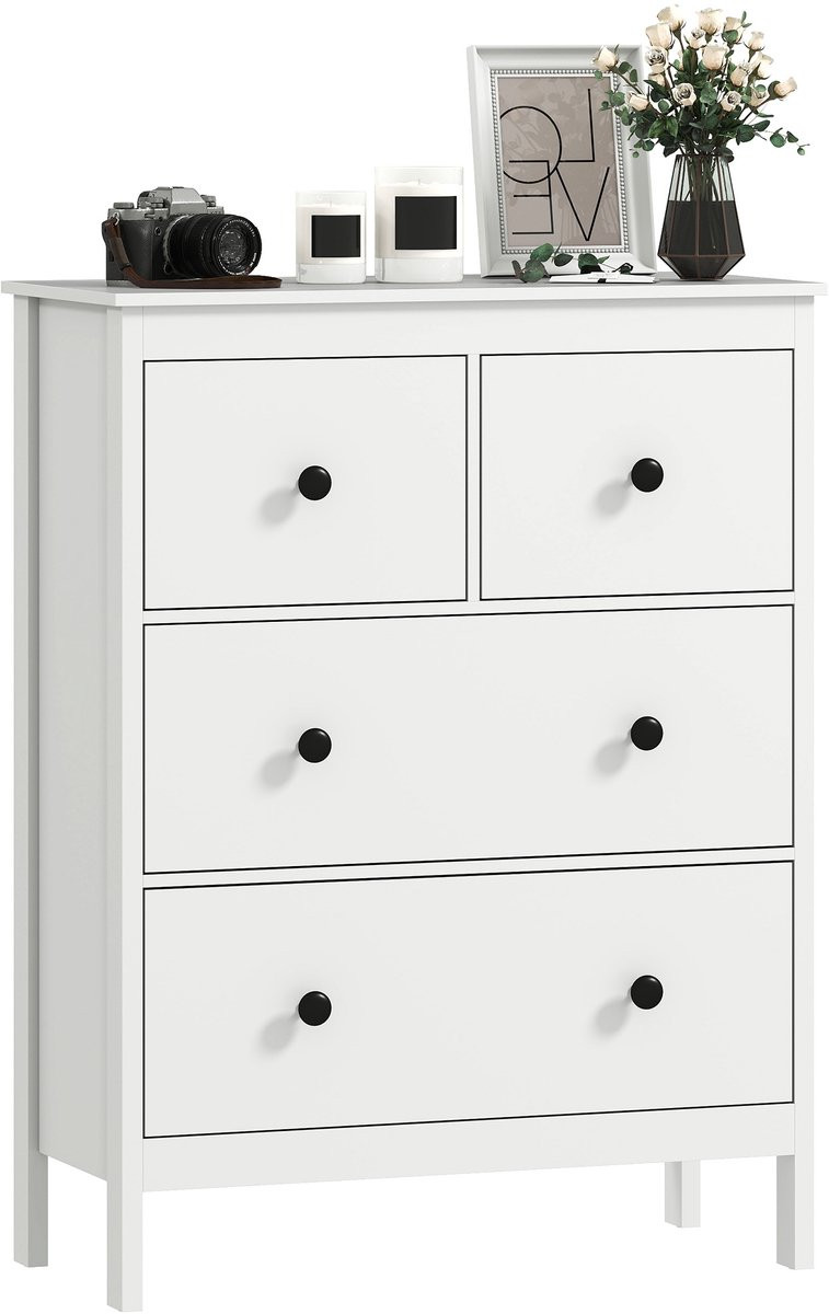 Moderne witte commode met 4 lades voor de slaapkamer of hal