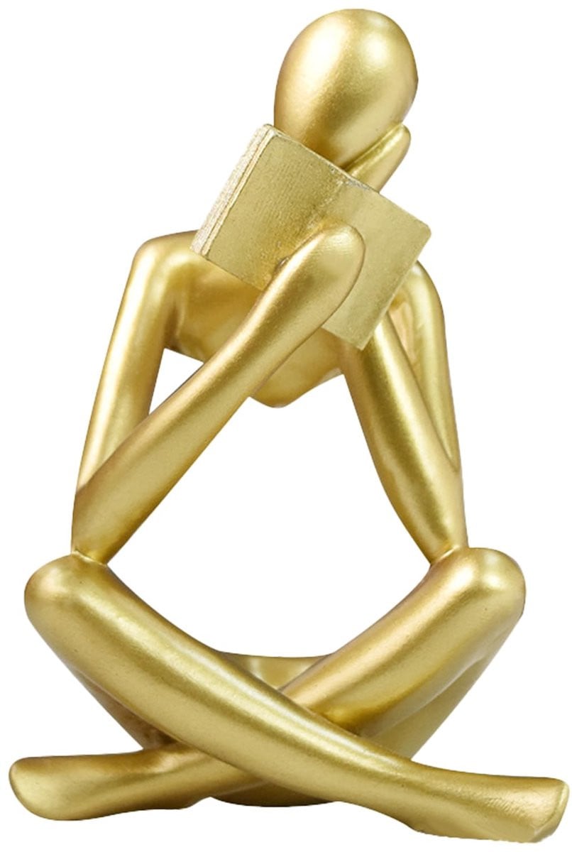 Unyqoos Elegant Gouden Vrouwelijke Lezer Beeldje voor Moderne Interieurdecoratie