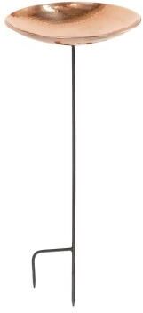 Achla Designs Stainless Steel Birdbath Bowl With Stake, 16 Inch Diameter, Polished Copper Plated