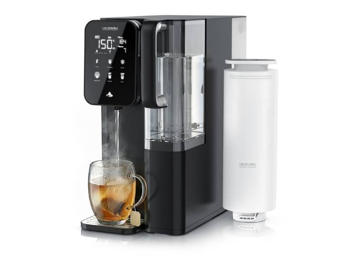 Arendo Wasserfilter Osmoseanlage, 6,5 L Auftisch Umkehrosmoseanlage, Heißwasserspender, 7 Stufen Filtration, 99,99% reines Trinkwasser 15 bis 100° einstellbar
