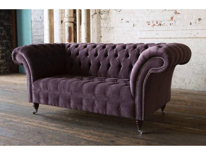 Xlmoebel Chesterfield-Sofa Lila Chesterfield-Sofa mit Relax-Funktion und klassischem Polster, 2-Sitzer, Hergestellt in Europa