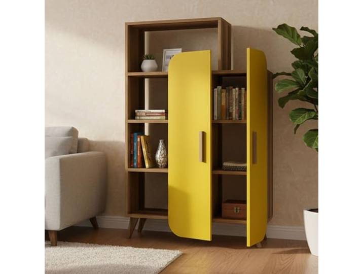 Dmora Regal Enceladus 90x32x132 cm Braun 5 Böden 2 Türen