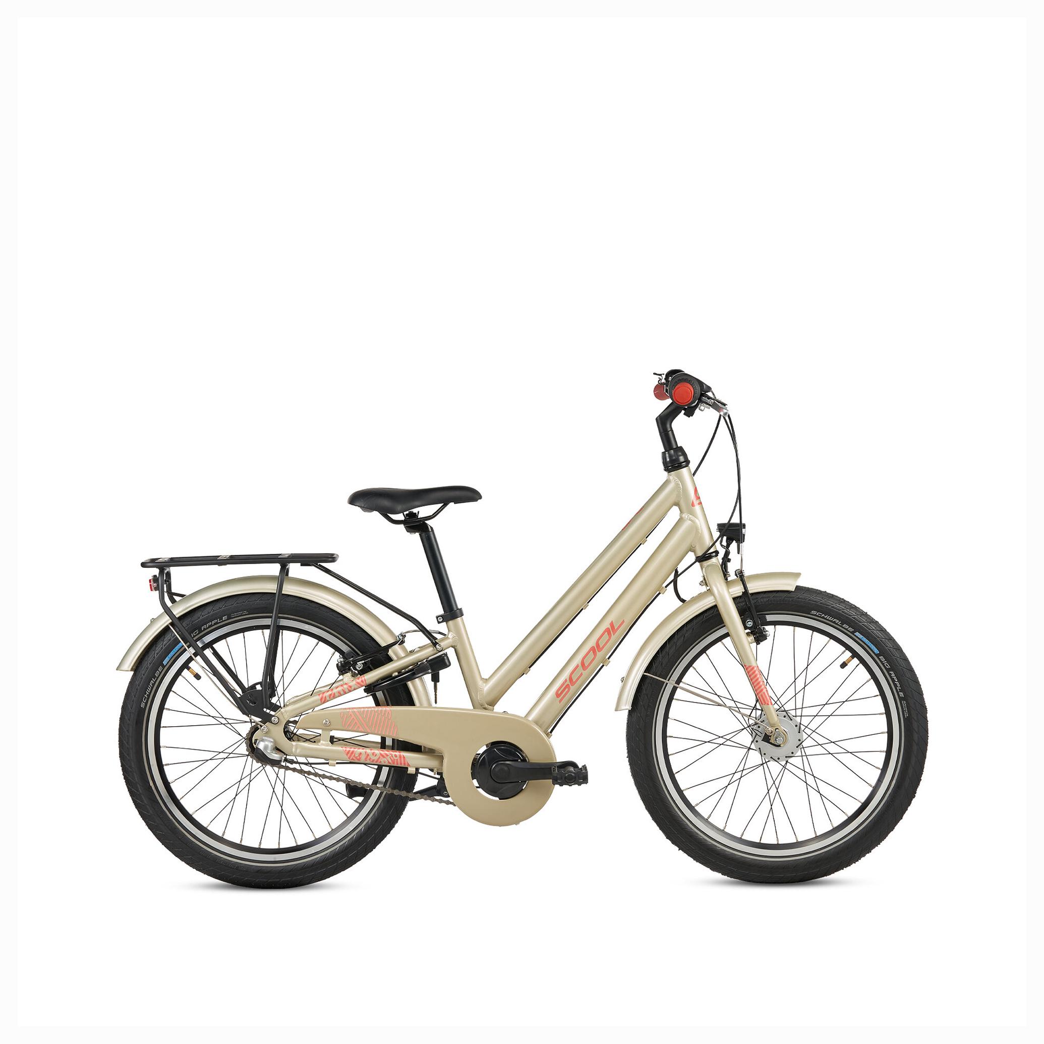 20 Zoll Kinderfahrrad S'COOL chiX pro, 3 Gang, Rücktrittbremse, V-Brake, Aluminiumrahmen, Schutzbleche, Reflektoren, Beige, 115-130 ab 6 J.