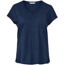 Tchibo - Shirt mit Leinen - Damen - Gr. M - dunkelblau
