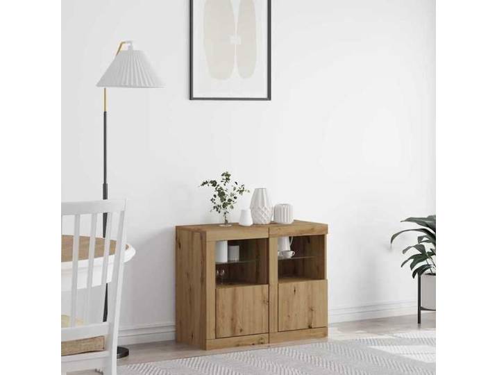 (Vente chaude)Buffet LED 2 pcs 1PC - SWEETY - Support de rangement - Chêne artisanal 41x37x67cm 984473