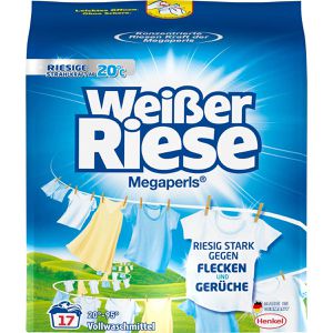 Weißer-Riese Waschmittel Megaperls Vollwaschmittel, Pulver, gegen Flecken, 1,02 kg, Waschladungen 17