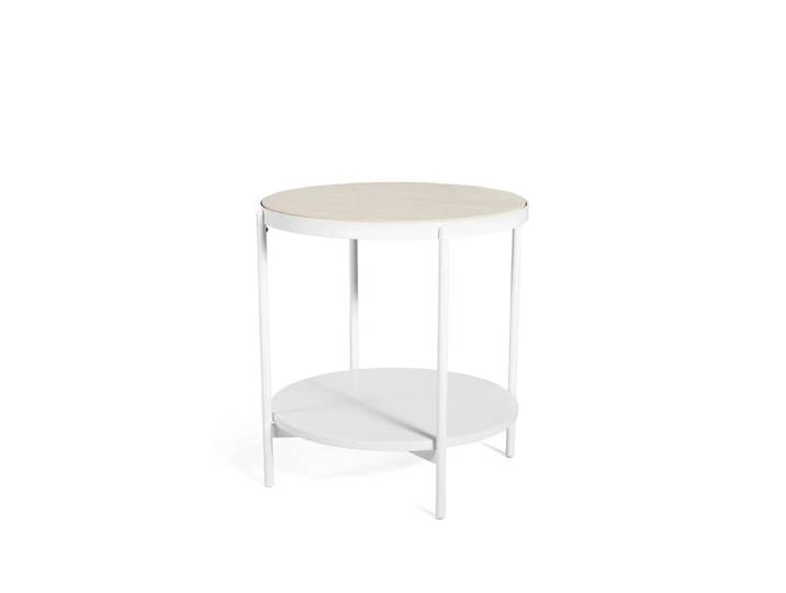 SMD Design Table d appoint Lene blanc, bas, placage de hêtre pigmenté blanc'