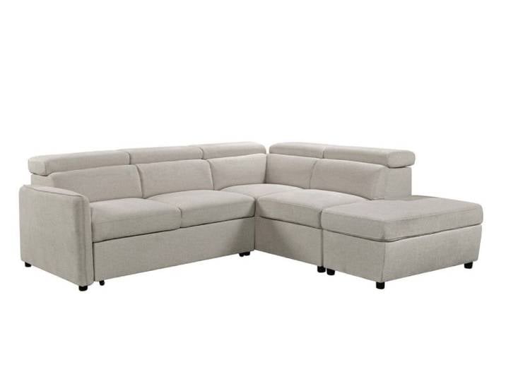 Canapé d'angle droit droit convertible en tissu beige