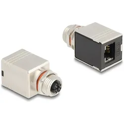 Delock M12 Adapter X-kodiert 8 Pin Buchse zu RJ45 Buchse Cat (RJ45), Netzwerk Adapter, Schwarz, Silber