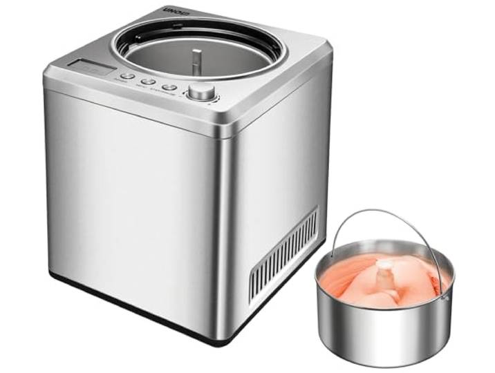 UNOLD 48872 Eismaschine Exklusiv - Edelstahl, 180 W, mit selbstkühlendem Kompressor, 2 L Volumen, Edelstahlgehäuse, Stainless Steel, digitaler Timer