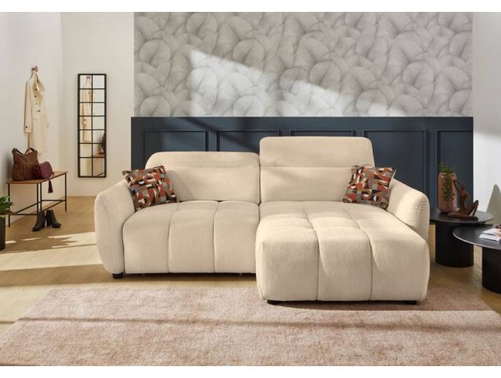 Ecksofa mit Funktion Zoom Beige / Gemustert Stoff