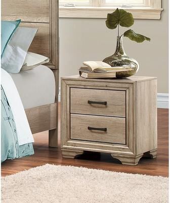 GREATPLANINC Wooden Nightstand with Charging Station, Living Room End Table with 2 Drawers, Coffee Table with Solid Wood Legs