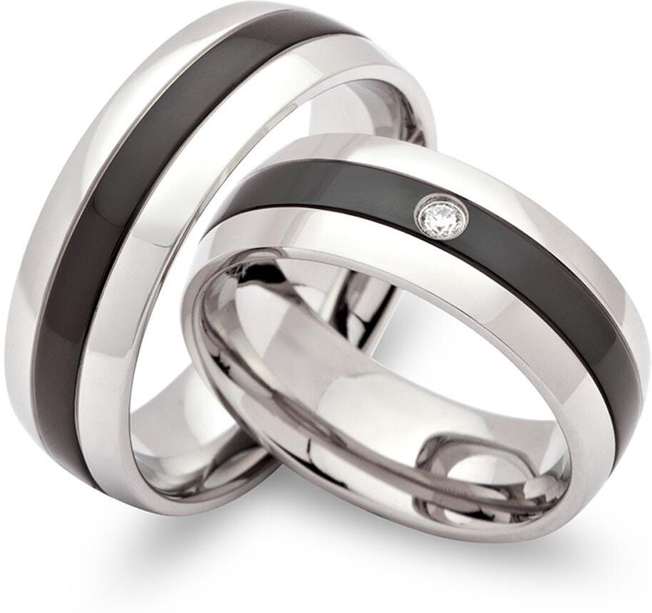 Unique Trauringe Edelstahl Hochzeitsringe 7mm Gravur schwarz