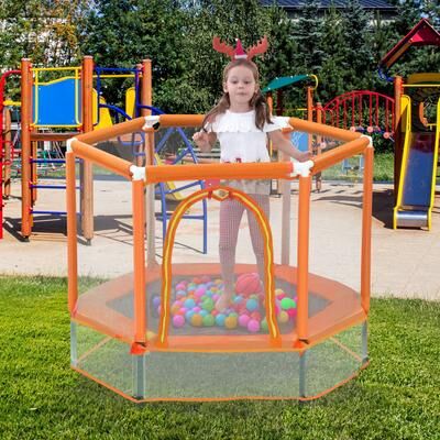 Kodotan sofa "55""Toddlers Trampoline with Safety Enclosure Net and Balls, Indoor Outdoor Mini Trampoline for Kids"