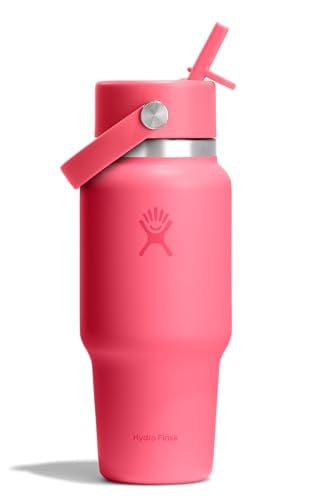 Hydro Flask Wide Flex Straw Travel Bottle 710 ml – Popstar Pink – Geïsoleerde Lekdichte Drinkfles met Rietjesdop