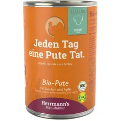 Herrmann's Selection Leicht 400g Dose Hundenassfutter 12 x 400g Bio Pute mit Zucchini & Apfel