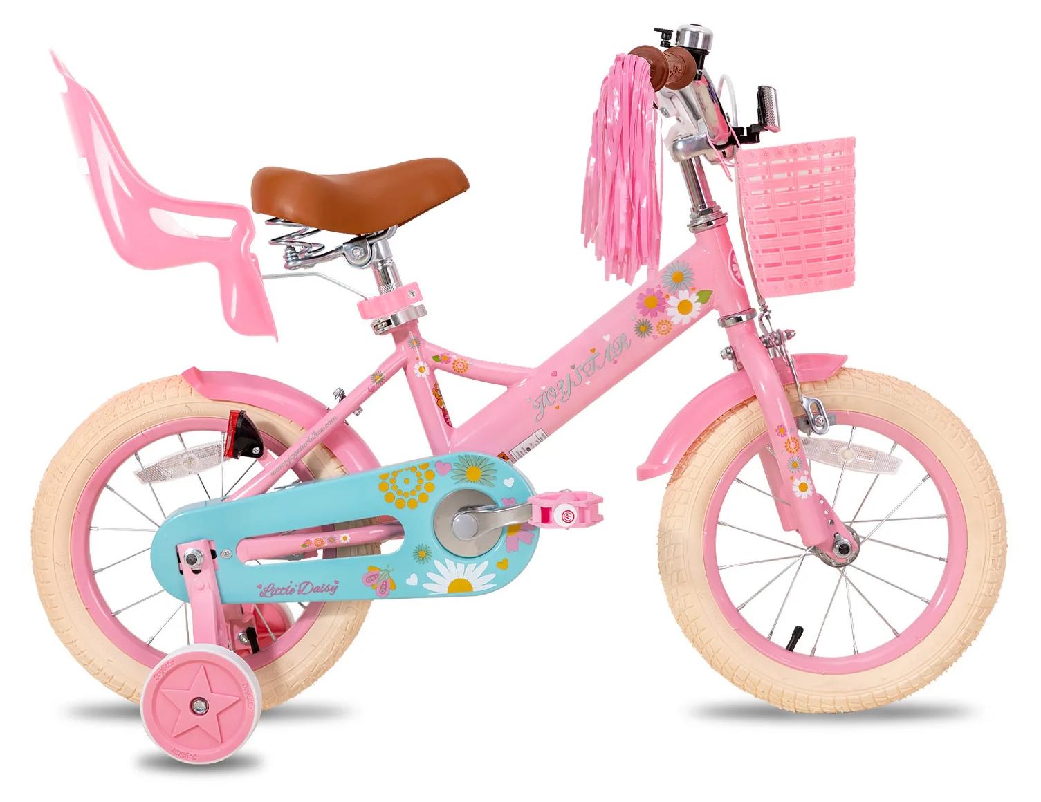 Little Daisy Kinderfahrrad - 40 cm Mädchenrad 2-7 Jahre - Puppensitz und Lenkerbänder - Fahne und Nummernschild - Stahlrahmen - Rosa