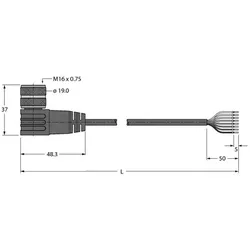 Turck Aktuator- u. Sensorleitung BKWM14-E01-25/S90