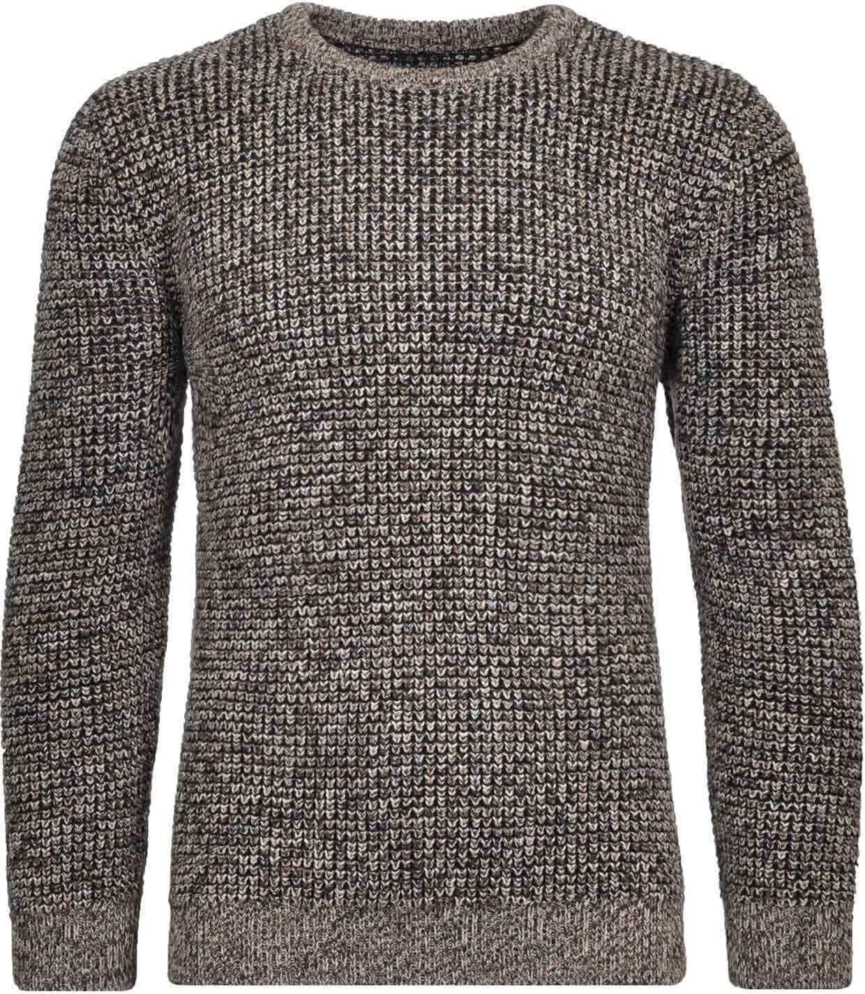 Rundhalspullover RAGMAN, Herren, Gr. 58, grau (taupe, grau mouliniert, 187), Strick, 100% Baumwolle, Rundhals, Pullover Rundhalspullover taupe, grau mouliniert, 187 58