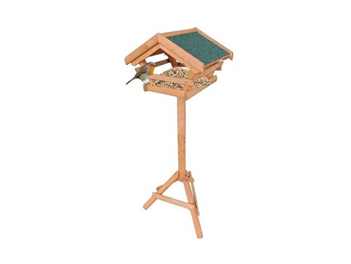 Relaxdays Mangeoire pour Oiseaux sur Pied\, Toit en Asphalte résistant\, Jardin et terrasse\, Bois de Sapin\, Orange