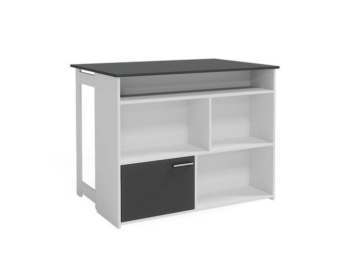 Vicco Bartisch Dominic Anthrazit/Weiß 116 x 37 cm 4x offene Fächer und 1x Tür, Anthrazit, Weiß, Holzwerkstoff, Rechteckig,Rechteckig, 116x90.5x37 cm, Esszimmer, Barmöbel, Bartisch
