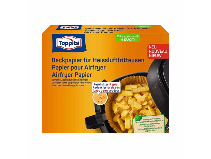 Toppits Backpapier Backpapier für Heissluftfritteusen – Airfryer - Friteuse – braun