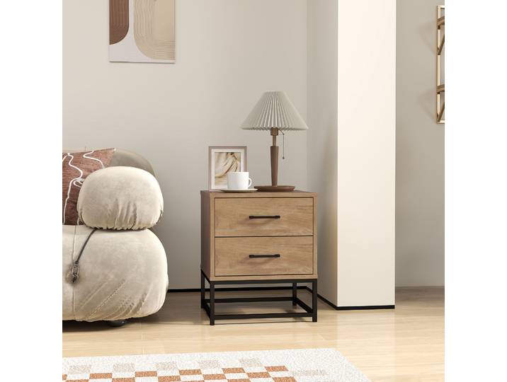 HOMCOM Lot de 2 Tables de Chevet Industriel avec 2 Tiroirs