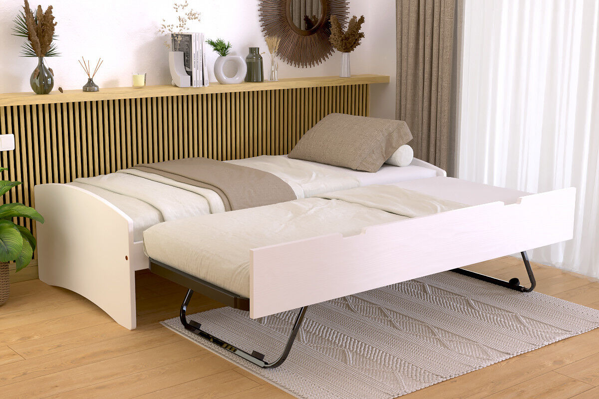 ABC MEUBLES Ausziehbett 80x190 Happy aus Massivholz - Weiß