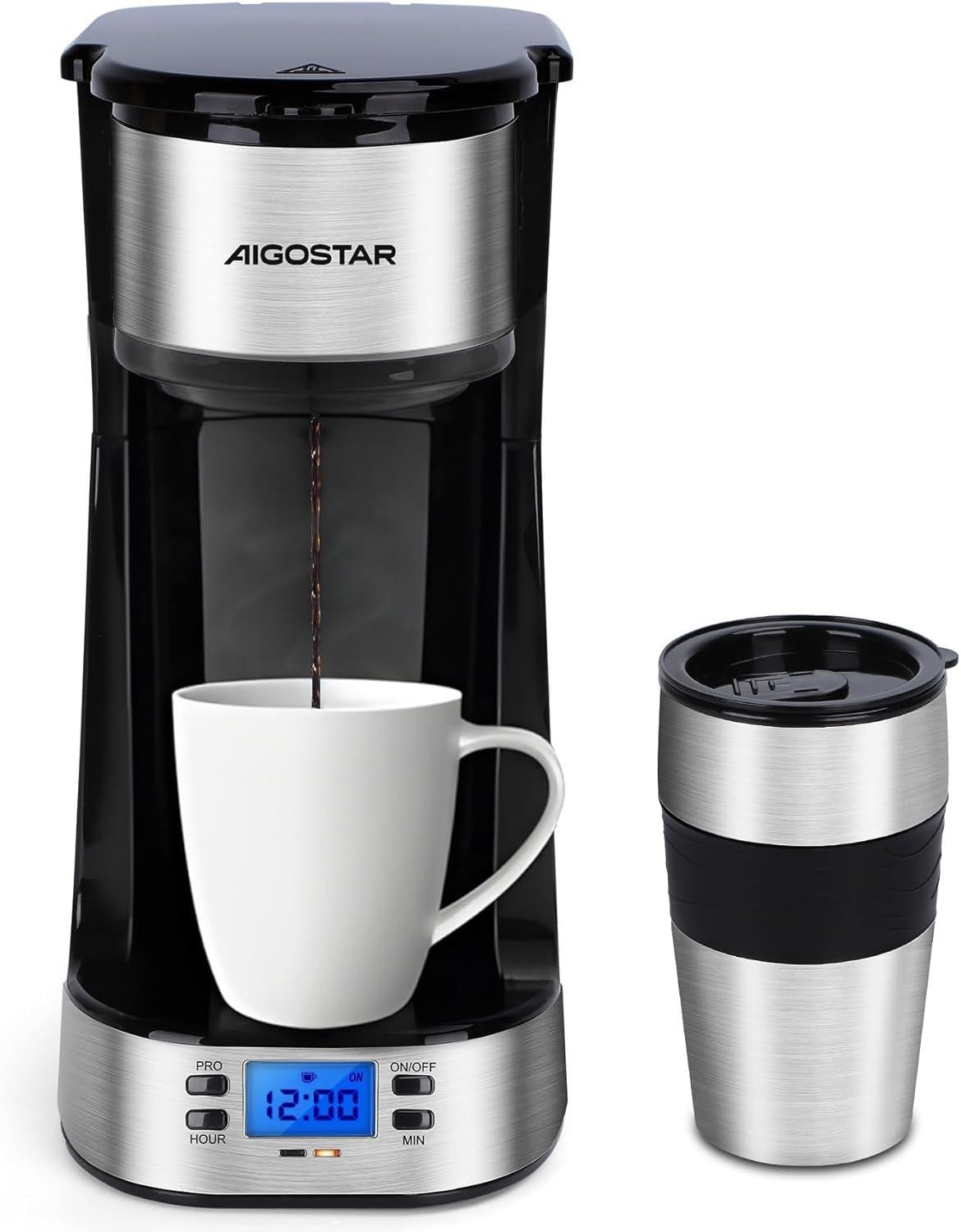 Aigostar koffiemachine met thermosbeker, 420 ml