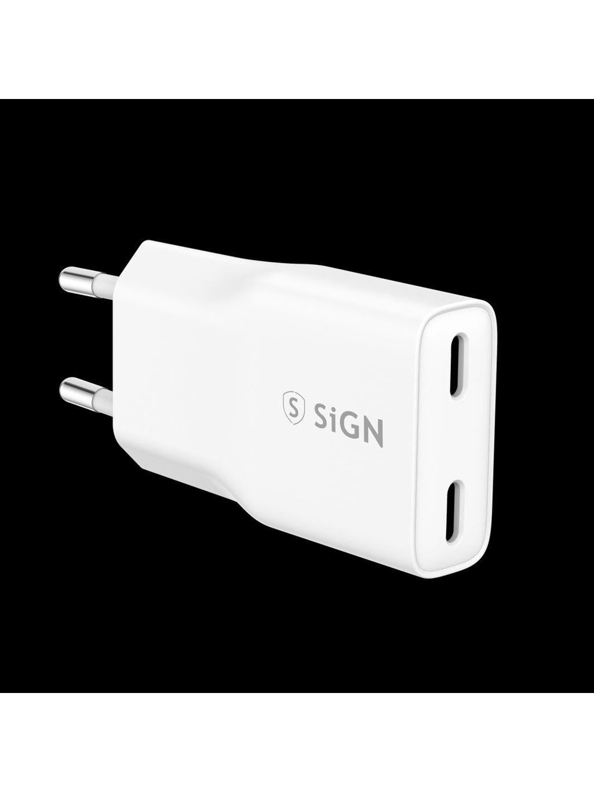 SiGN GaN Ultra Slim Fast Charger 2x USB-C - PD & QC3.0 - 3A - 20W - White
