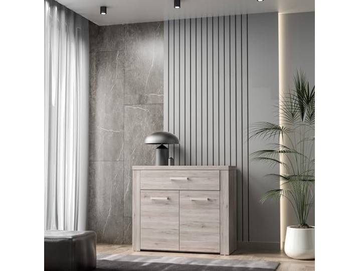 möbelando Kommode >Portland< in beige,braun - 96,3x83,1x41,3cm (BxHxT)