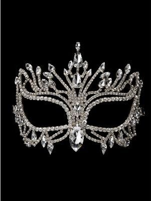 LightInthebox Women's Crystal Rhinestone Masquerade Mask, Luxury Gold Gem Face Mask for Women, Elegant Costume Accessory for Masquerade Balls Party Events