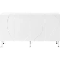 MODFU Sideboard aus MDF und Spanplatte Weiß 140x40x77,5 cm mit Push-to-Open