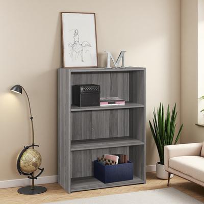 ZWYO HOSIMU 35.5in Laminate 4-Tier Bookshelf with 2 Adjustable Shelves, Display Rack with Fixed Bottom Shelf & Transitional Style