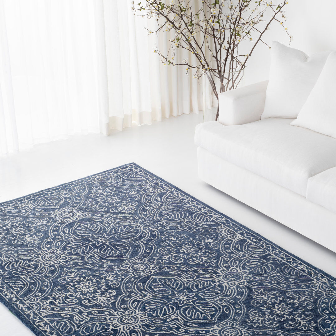 Bloomsbury Market Southbridge Romy Hand Tufted Navy Blue Rug Rectangle 152 x 244 cm