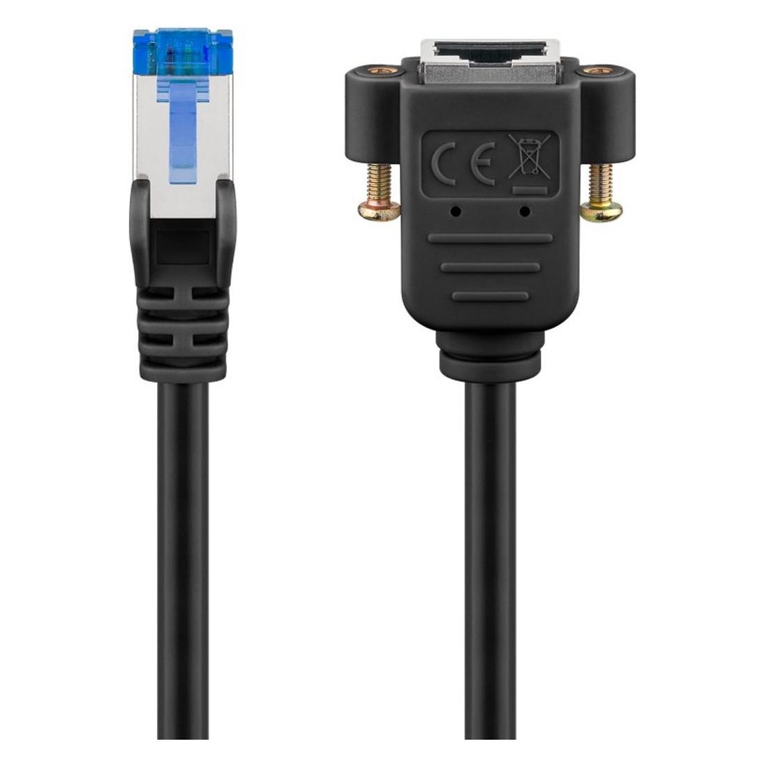 Goobay CAT 6A Verlängerungskabel, S/FTP PiMF, schwarz (PiMF, S/FTP, CAT6a, 3 m) (65644)