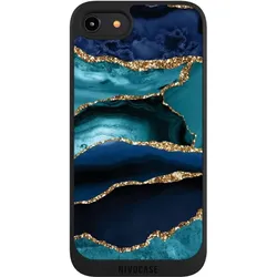 Nivocase Handyhülle für Apple iPhone 8 Hülle NIVOpure Case Schwarz Glitzer Look Marmor Trends (Apple iPhone 8), Smartphone Hülle, Schwarz