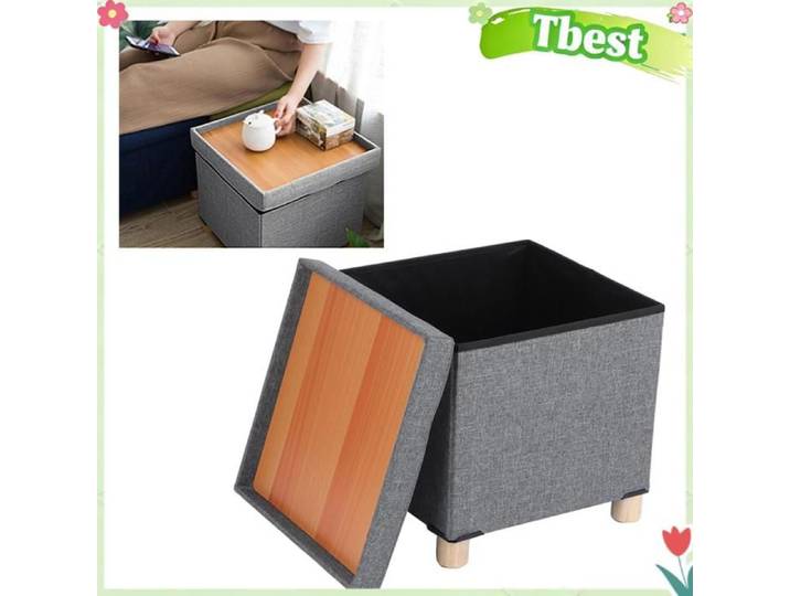Tbest boîte de rangement domestique Tbest boîte de rangement Amazons Warehouse Tabouret de rangement en tissu meuble tabouret