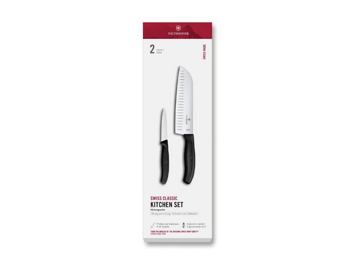 Messer-Set VICTORINOX Swiss Classic, 2-teilig, Geschenkbox , schwarz, Stahl, Kochmesser-Sets, Messer-Set