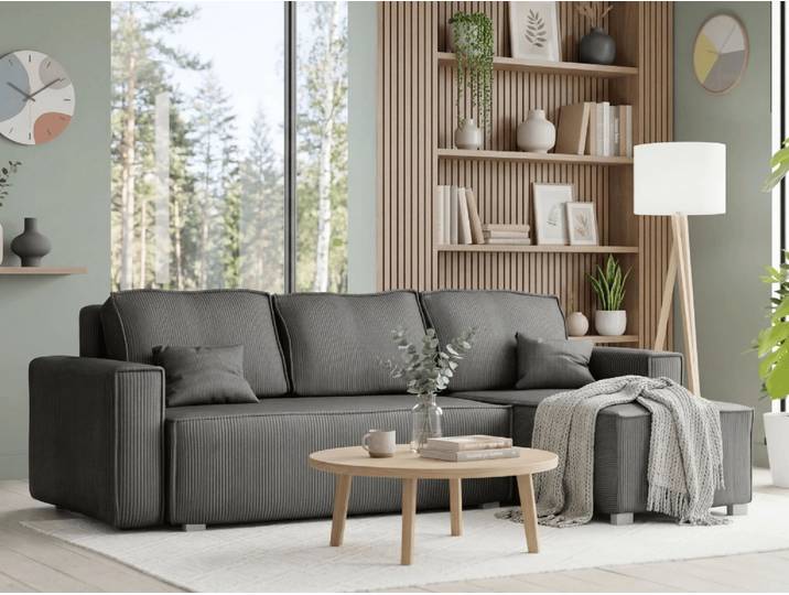 Ausziehbares Ecksofa SMART COSARO grau, beidseitig + 2 Kissen GRATIS