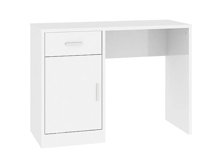 POUFGDR Schreibtisch mit Schublade und Schrank, glänzend, 100 x 40 x 73 cm, Weiß