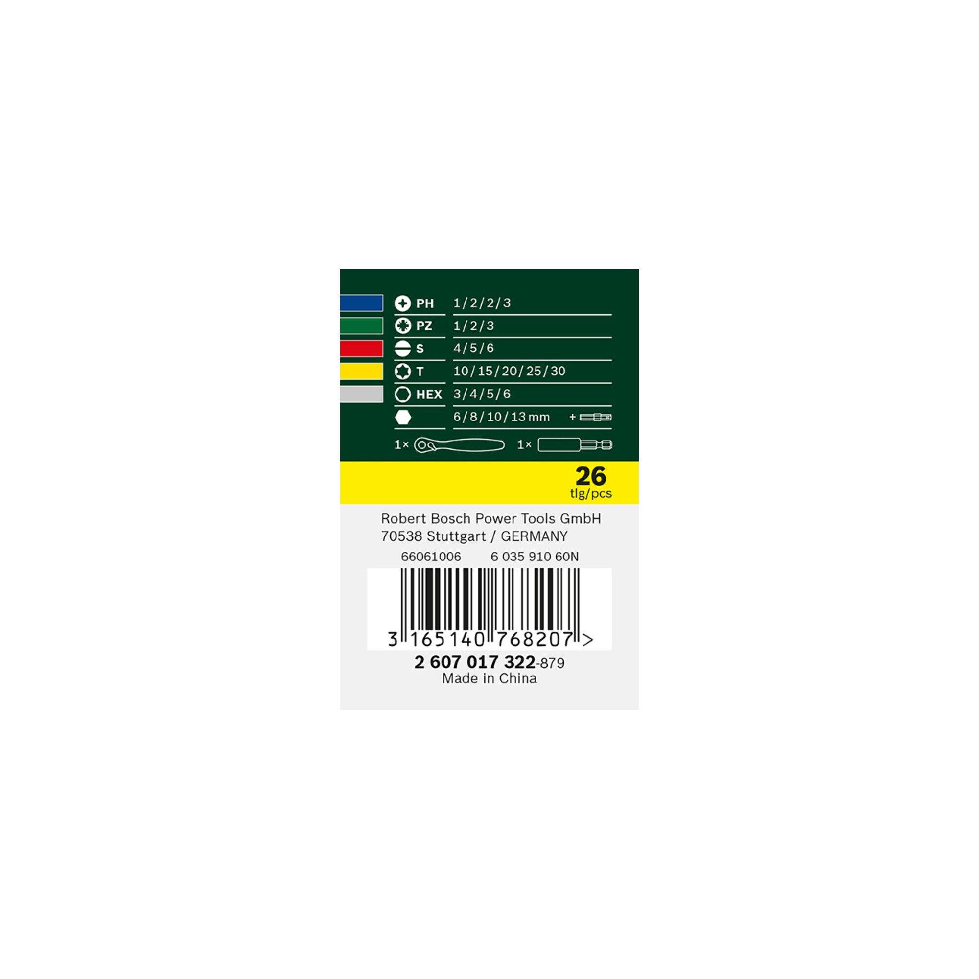 BOSCH 26-teiliges Schrauberbit- und Ratschen-Set 2607017322)