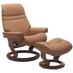 Stressless Sessel mit Hocker Sunrise Classic Leder Braun Batick Latte M (Medium)