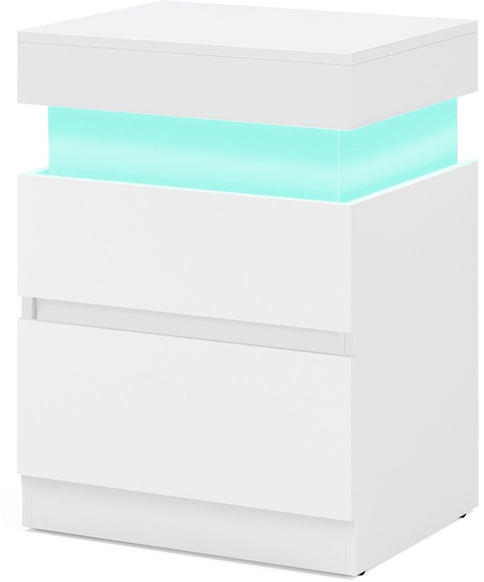 Vasagle Modern Nachtkastje met Verlichting, Oplaadstation en Lades