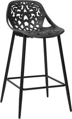 Miliboo Barhocker Design mit schwarzem Barockmuster 66 cm (2er Set) BAROCCA